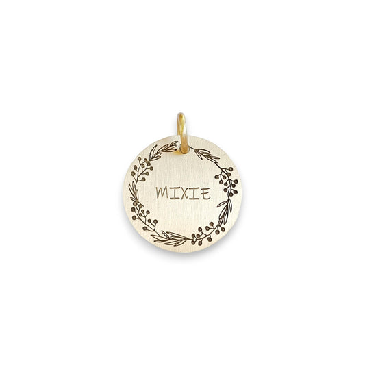 Médaille d'identification florale gravée pour animaux de compagnie